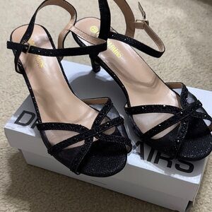 Dream Pairs Glittery Black Strappy Heels 3 inch Heels. Like new never worn